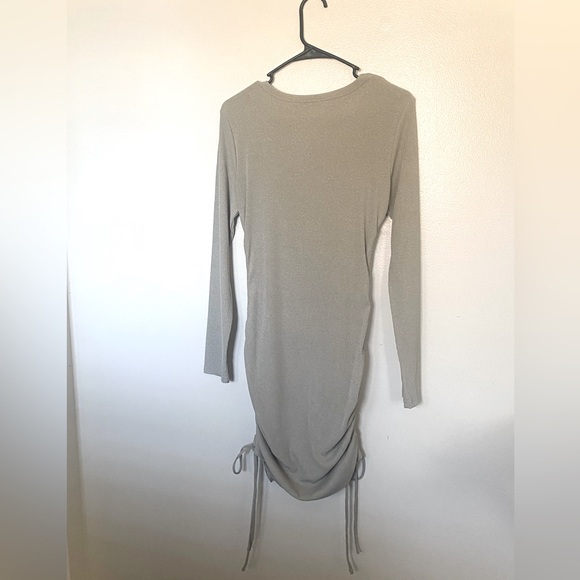 Long Sleeve Ruched Bodycon Drawstring Dress - Picture 2 of 2